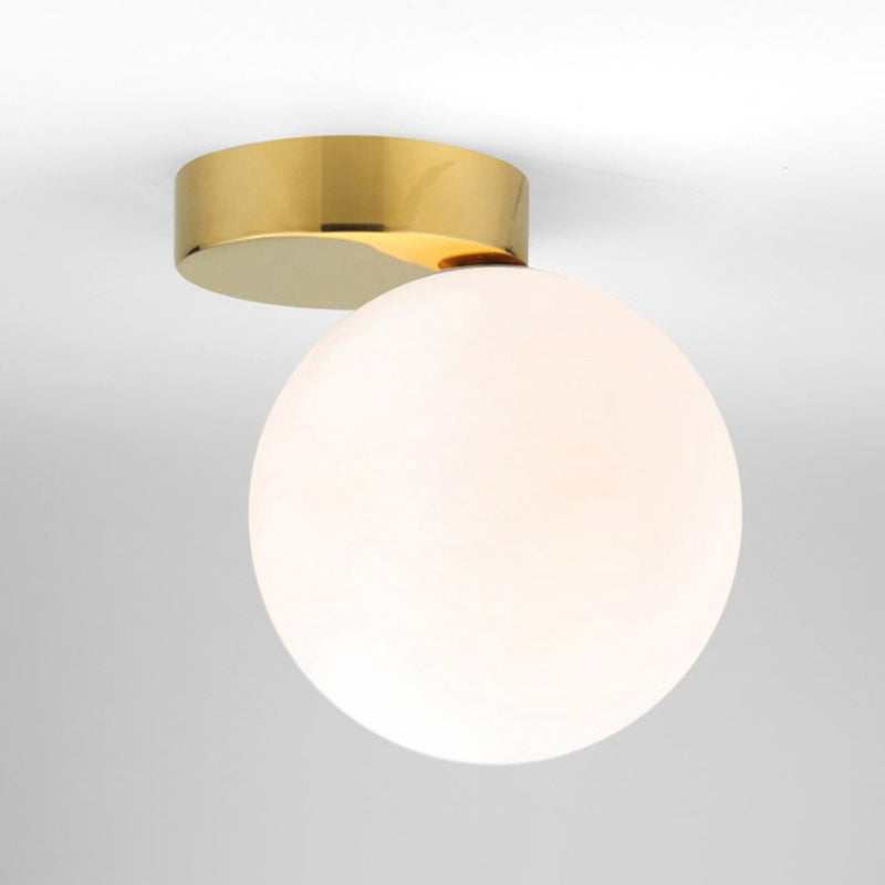 1-Light Spherical Shade Flush Mount Lighting Modern Style Opal Glass Flush Mount for Hallway Gold Clearhalo 'Ceiling Lights' 'Close To Ceiling Lights' 'Lighting' 2609616