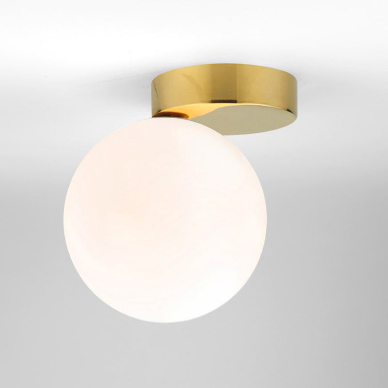 1-Light Spherical Shade Flush Mount Lighting Modern Style Opal Glass Flush Mount for Hallway Clearhalo 'Ceiling Lights' 'Close To Ceiling Lights' 'Lighting' 2609618