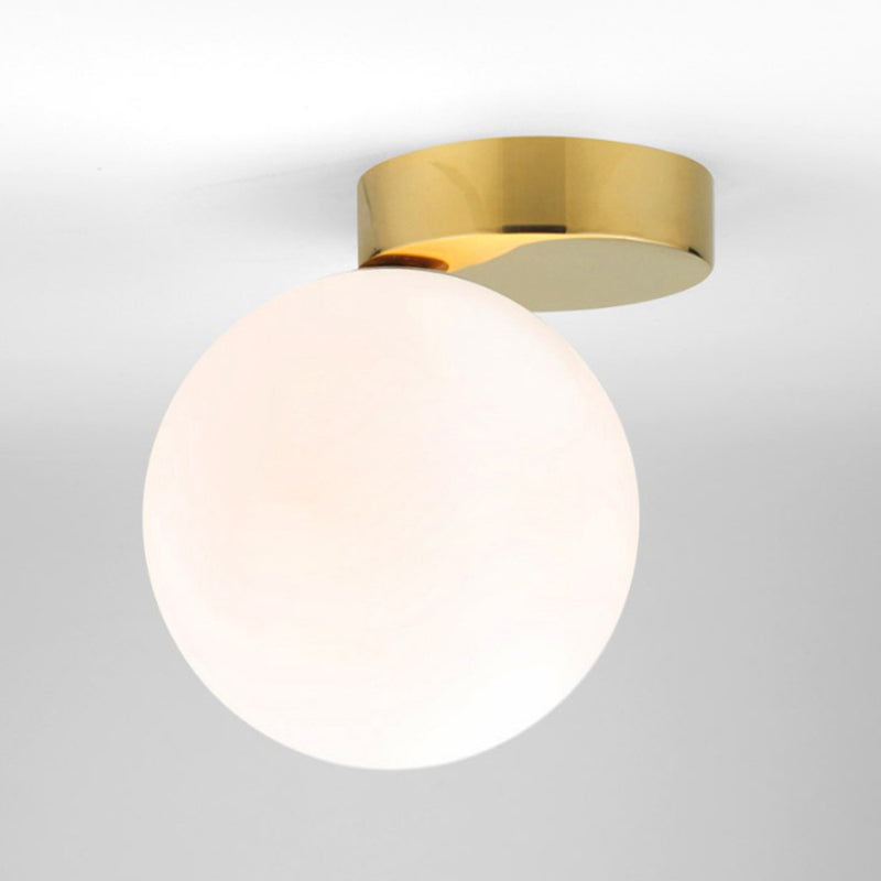 1-Light Spherical Shade Flush Mount Lighting Modern Style Opal Glass Flush Mount for Hallway Clearhalo 'Ceiling Lights' 'Close To Ceiling Lights' 'Lighting' 2609619