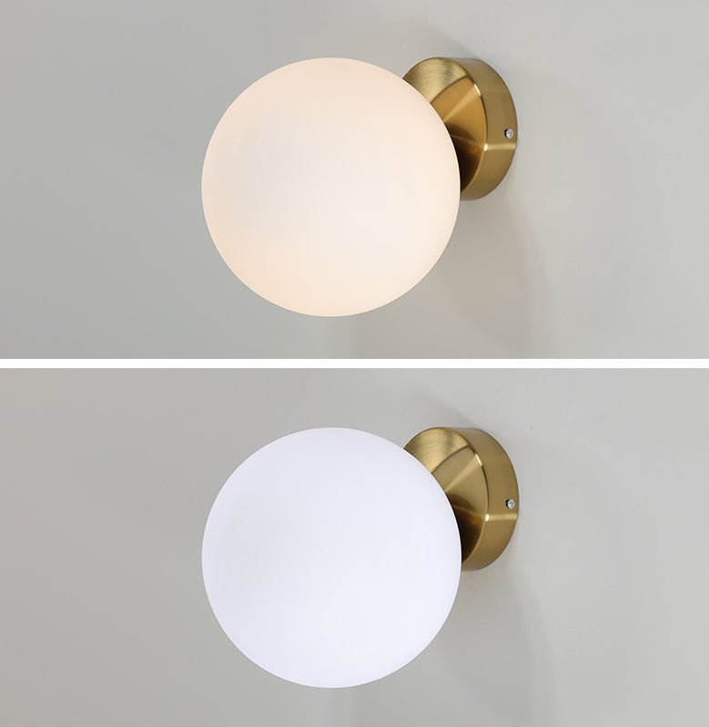 1-Light Spherical Shade Flush Mount Lighting Modern Style Opal Glass Flush Mount for Hallway Clearhalo 'Ceiling Lights' 'Close To Ceiling Lights' 'Lighting' 2609622