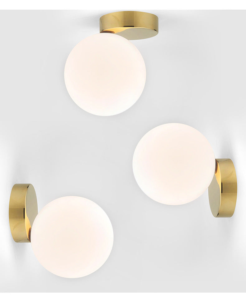 1-Light Spherical Shade Flush Mount Lighting Modern Style Opal Glass Flush Mount for Hallway Clearhalo 'Ceiling Lights' 'Close To Ceiling Lights' 'Lighting' 2609624