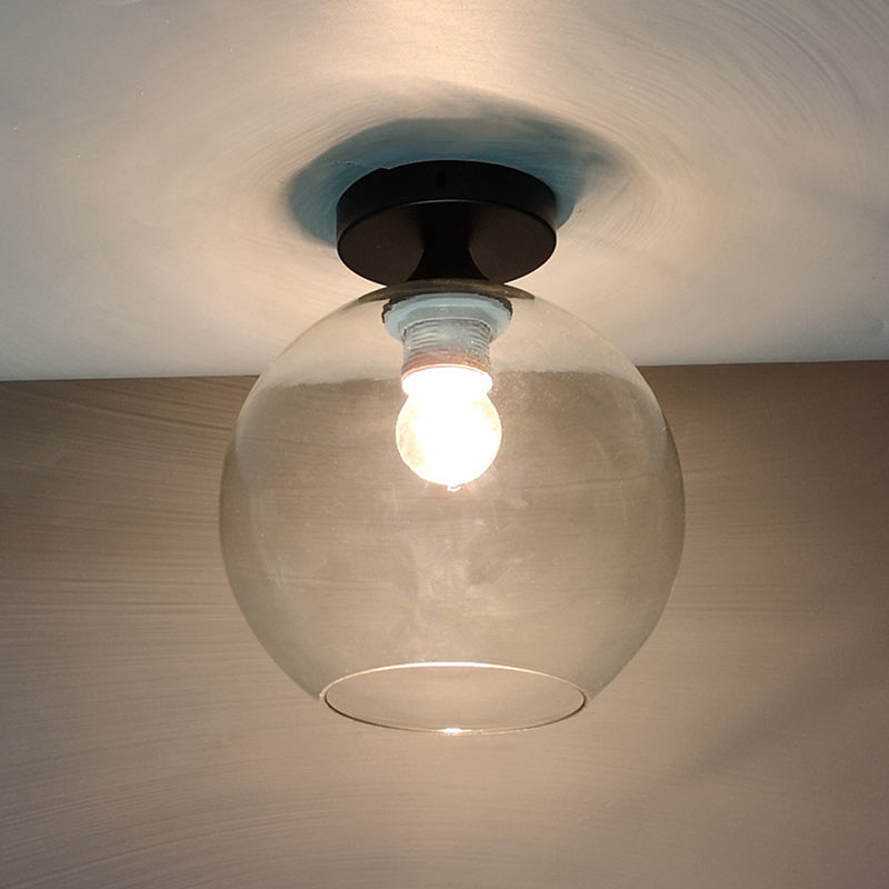 1-Light Spherical Shade Semi Flush Mount Lighting Modern Style Glass Ceiling Light for Hallway Clear Clearhalo 'Ceiling Lights' 'Close To Ceiling Lights' 'Lighting' 2609629