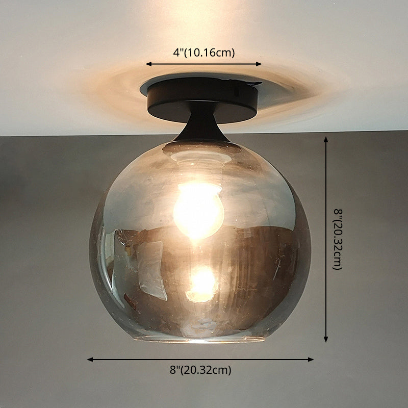 1-Light Spherical Shade Semi Flush Mount Lighting Modern Style Glass Ceiling Light for Hallway Clearhalo 'Ceiling Lights' 'Close To Ceiling Lights' 'Lighting' 2609635