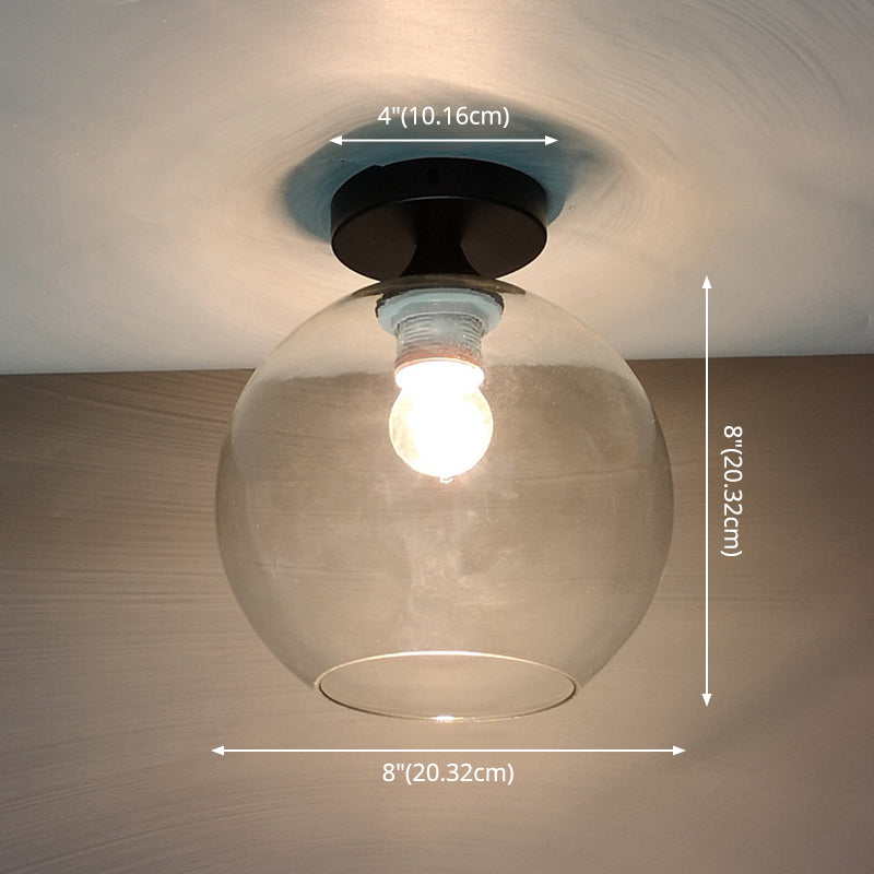 1-Light Spherical Shade Semi Flush Mount Lighting Modern Style Glass Ceiling Light for Hallway Clearhalo 'Ceiling Lights' 'Close To Ceiling Lights' 'Lighting' 2609636