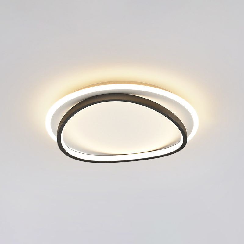 Modern Minimalist Double Round Flush Mount Light Metal LED Bedroom Flush Ceiling Light Black 16" Clearhalo 'Ceiling Lights' 'Close To Ceiling Lights' 'Lighting' 2609644