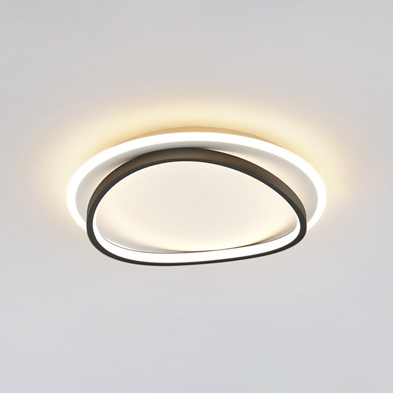 Modern Minimalist Double Round Flush Mount Light Metal LED Bedroom Flush Ceiling Light Black 19.5" Clearhalo 'Ceiling Lights' 'Close To Ceiling Lights' 'Lighting' 2609646