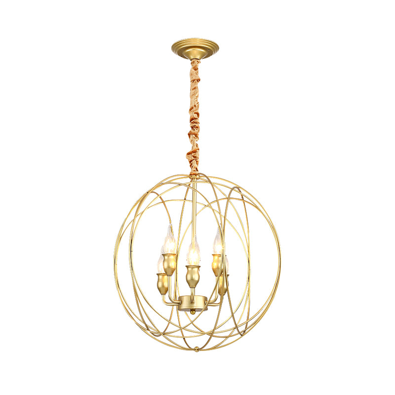 Metal Candle Style Ceiling Pendant Country 4/6 Lights Dining Room Chandelier Lighting in Black/Gold Clearhalo 'Ceiling Lights' 'Chandeliers' Lighting' options 260965