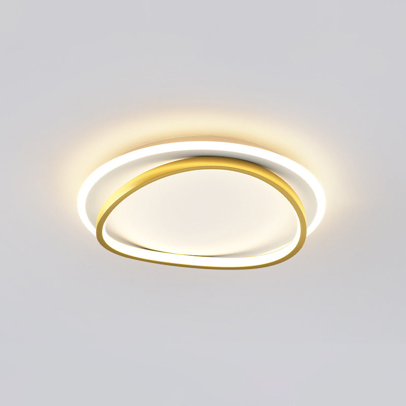 Modern Minimalist Double Round Flush Mount Light Metal LED Bedroom Flush Ceiling Light Gold 16" Clearhalo 'Ceiling Lights' 'Close To Ceiling Lights' 'Lighting' 2609650