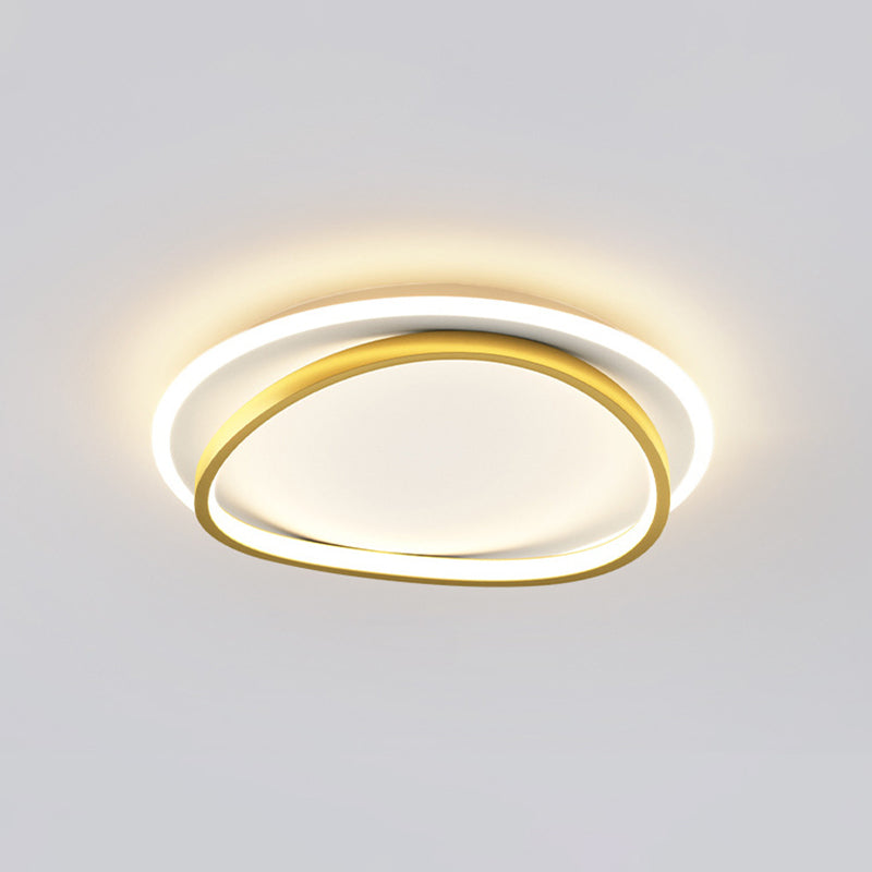 Modern Minimalist Double Round Flush Mount Light Metal LED Bedroom Flush Ceiling Light Gold 19.5" Clearhalo 'Ceiling Lights' 'Close To Ceiling Lights' 'Lighting' 2609651