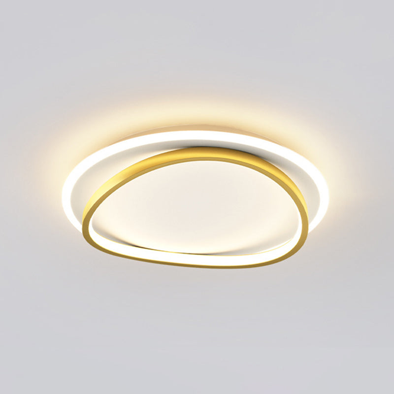 Modern Minimalist Double Round Flush Mount Light Metal LED Bedroom Flush Ceiling Light Gold 23.5" Clearhalo 'Ceiling Lights' 'Close To Ceiling Lights' 'Lighting' 2609653