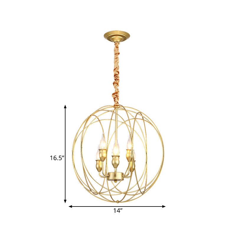 Metal Candle Style Ceiling Pendant Country 4/6 Lights Dining Room Chandelier Lighting in Black/Gold Clearhalo 'Ceiling Lights' 'Chandeliers' Lighting' options 260966