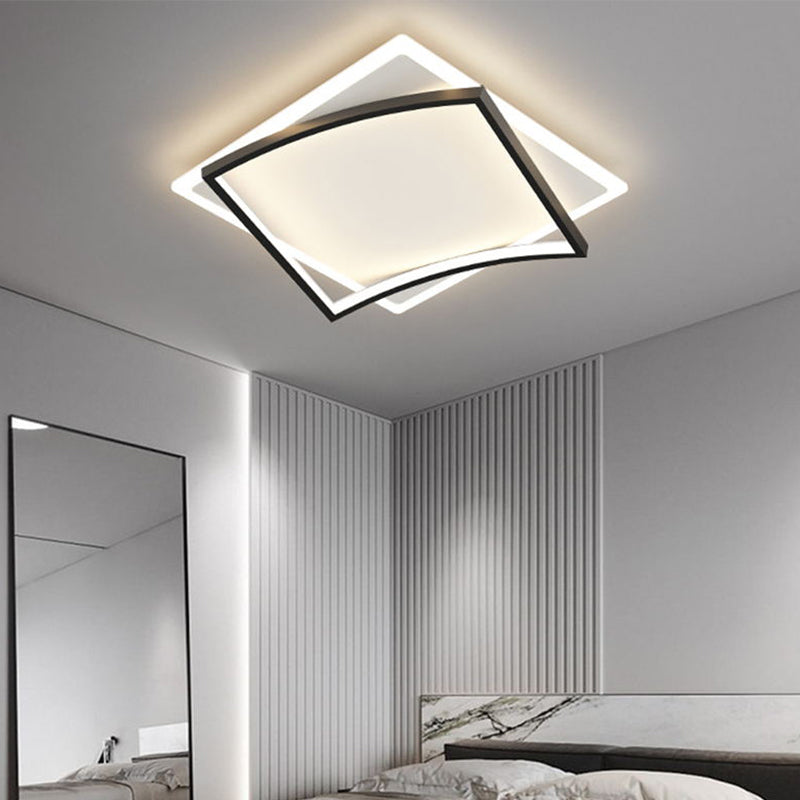 Modern Minimalist Double Geometric Flush Mount Light Metal LED Bedroom Flush Ceiling Light Clearhalo 'Ceiling Lights' 'Close To Ceiling Lights' 'Lighting' 2609661