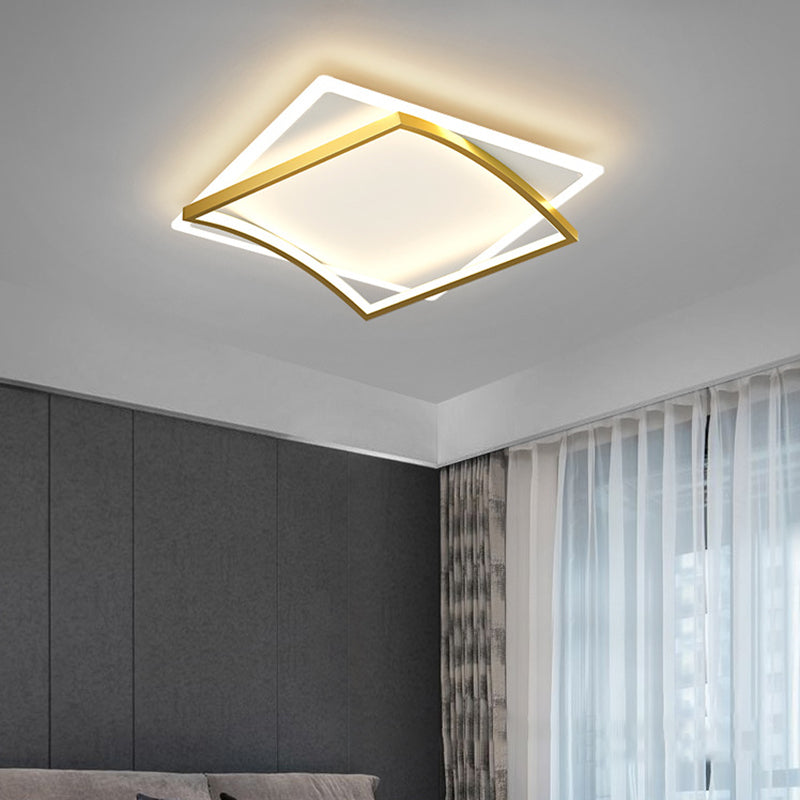 Modern Minimalist Double Geometric Flush Mount Light Metal LED Bedroom Flush Ceiling Light Clearhalo 'Ceiling Lights' 'Close To Ceiling Lights' 'Lighting' 2609664