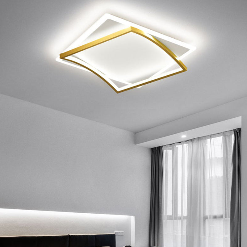 Modern Minimalist Double Geometric Flush Mount Light Metal LED Bedroom Flush Ceiling Light Clearhalo 'Ceiling Lights' 'Close To Ceiling Lights' 'Lighting' 2609665