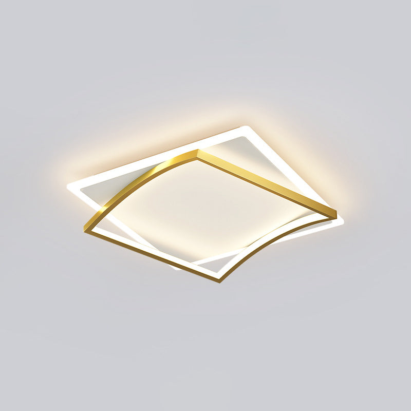 Modern Minimalist Double Geometric Flush Mount Light Metal LED Bedroom Flush Ceiling Light Gold 18" Clearhalo 'Ceiling Lights' 'Close To Ceiling Lights' 'Lighting' 2609667