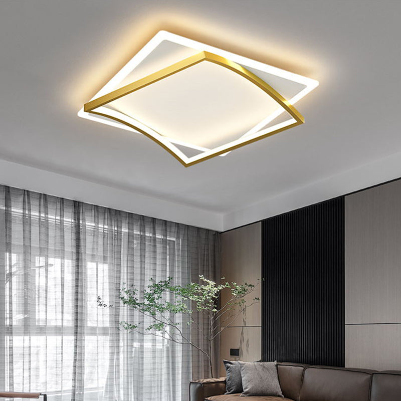 Modern Minimalist Double Geometric Flush Mount Light Metal LED Bedroom Flush Ceiling Light Clearhalo 'Ceiling Lights' 'Close To Ceiling Lights' 'Lighting' 2609668