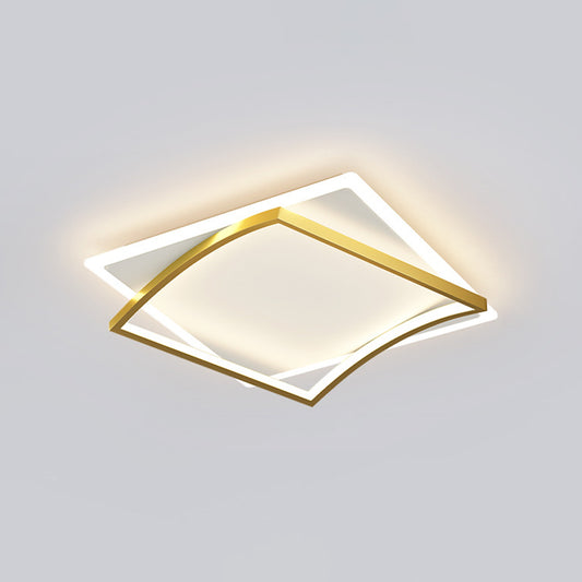 Modern Minimalist Double Geometric Flush Mount Light Metal LED Bedroom Flush Ceiling Light Gold 22" Clearhalo 'Ceiling Lights' 'Close To Ceiling Lights' 'Lighting' 2609670