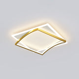 Modern Minimalist Double Geometric Flush Mount Light Metal LED Bedroom Flush Ceiling Light Gold 22" Clearhalo 'Ceiling Lights' 'Close To Ceiling Lights' 'Lighting' 2609670