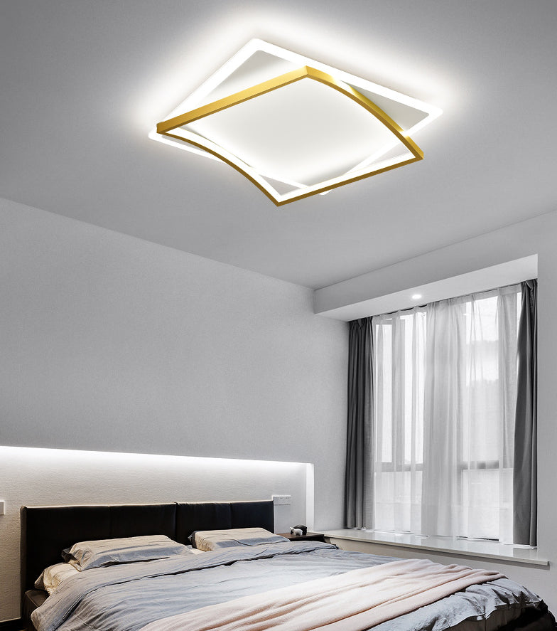 Modern Minimalist Double Geometric Flush Mount Light Metal LED Bedroom Flush Ceiling Light Clearhalo 'Ceiling Lights' 'Close To Ceiling Lights' 'Lighting' 2609680