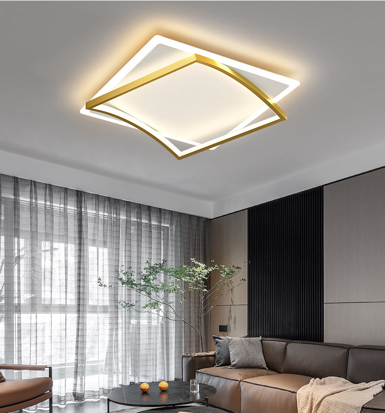 Modern Minimalist Double Geometric Flush Mount Light Metal LED Bedroom Flush Ceiling Light Clearhalo 'Ceiling Lights' 'Close To Ceiling Lights' 'Lighting' 2609681