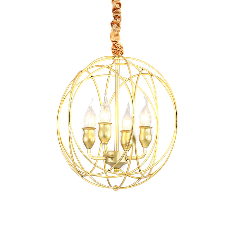 Metal Candle Style Ceiling Pendant Country 4/6 Lights Dining Room Chandelier Lighting in Black/Gold Clearhalo 'Ceiling Lights' 'Chandeliers' Lighting' options 260970