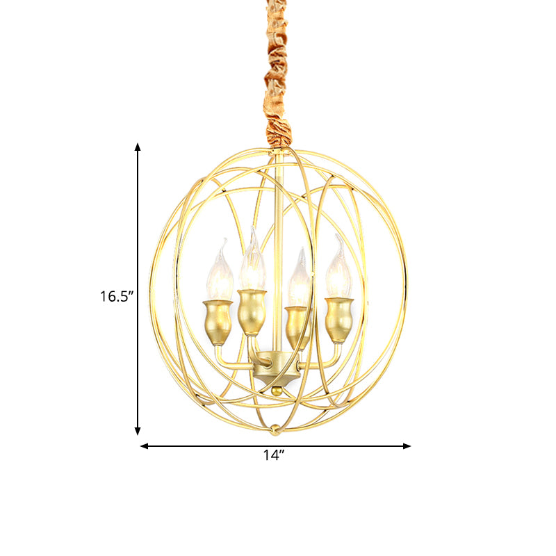 Metal Candle Style Ceiling Pendant Country 4/6 Lights Dining Room Chandelier Lighting in Black/Gold Clearhalo 'Ceiling Lights' 'Chandeliers' Lighting' options 260971