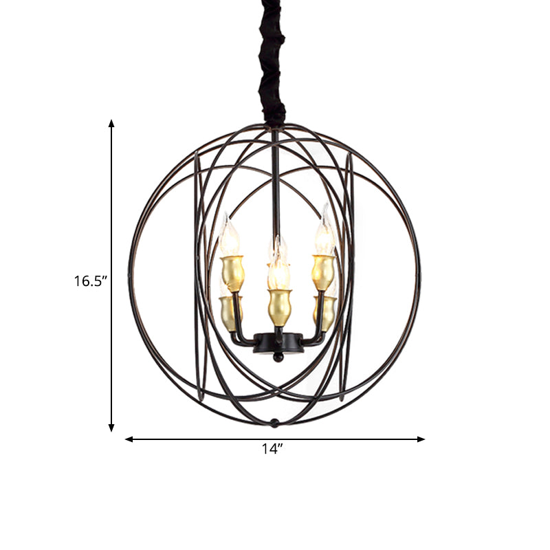 Metal Candle Style Ceiling Pendant Country 4/6 Lights Dining Room Chandelier Lighting in Black/Gold Clearhalo 'Ceiling Lights' 'Chandeliers' Lighting' options 260976