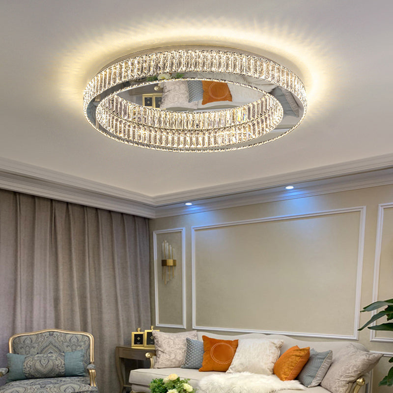 Sliver Crystal Circular Flush mount Ceiling Lamp Modern Style LED Flush Mount Lighting for Bedroom Clearhalo 'Ceiling Lights' 'Close To Ceiling Lights' 'Lighting' 2609803