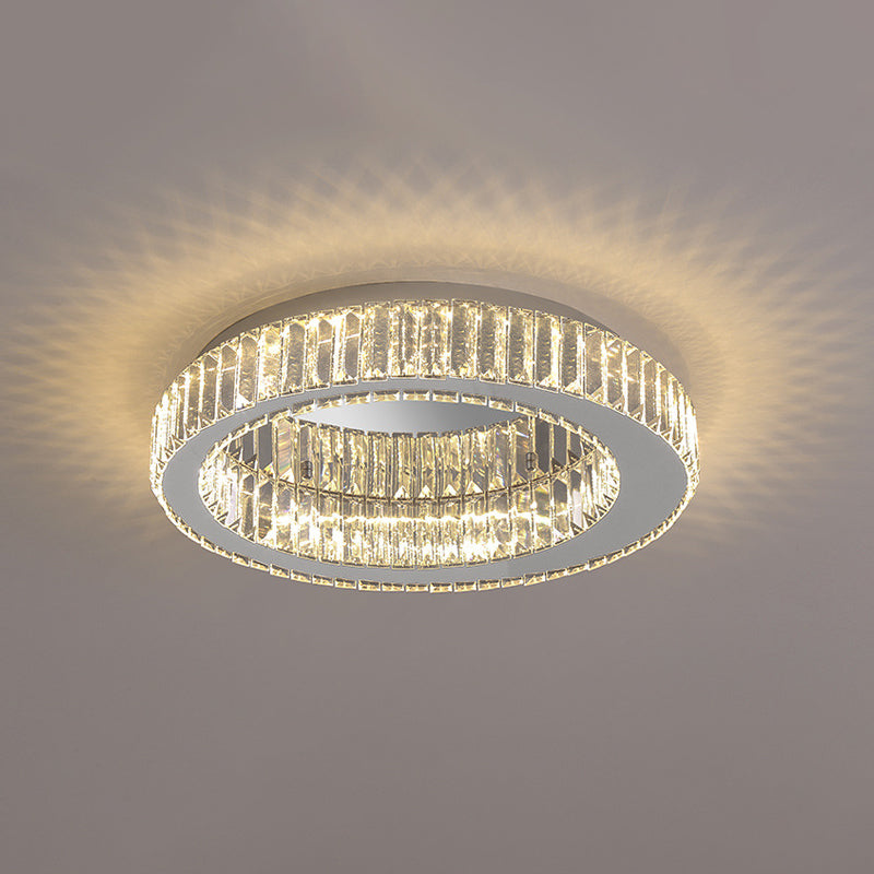 Sliver Crystal Circular Flush mount Ceiling Lamp Modern Style LED Flush Mount Lighting for Bedroom Silver 20" Clearhalo 'Ceiling Lights' 'Close To Ceiling Lights' 'Lighting' 2609804