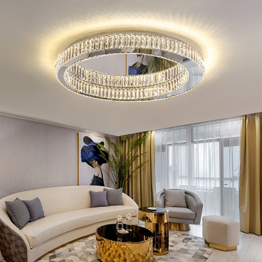 Sliver Crystal Circular Flush mount Ceiling Lamp Modern Style LED Flush Mount Lighting for Bedroom Clearhalo 'Ceiling Lights' 'Close To Ceiling Lights' 'Lighting' 2609806