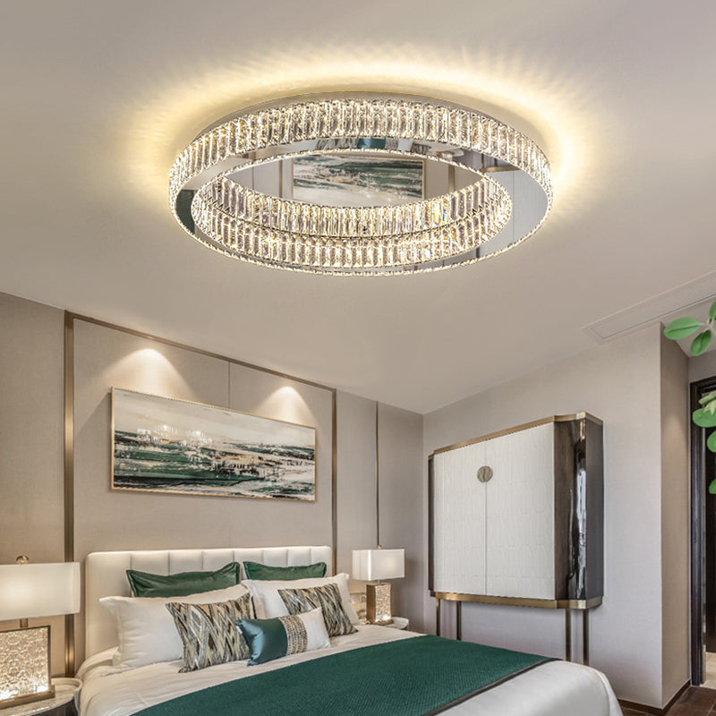 Sliver Crystal Circular Flush mount Ceiling Lamp Modern Style LED Flush Mount Lighting for Bedroom Clearhalo 'Ceiling Lights' 'Close To Ceiling Lights' 'Lighting' 2609810