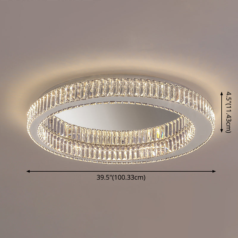 Sliver Crystal Circular Flush mount Ceiling Lamp Modern Style LED Flush Mount Lighting for Bedroom Clearhalo 'Ceiling Lights' 'Close To Ceiling Lights' 'Lighting' 2609812