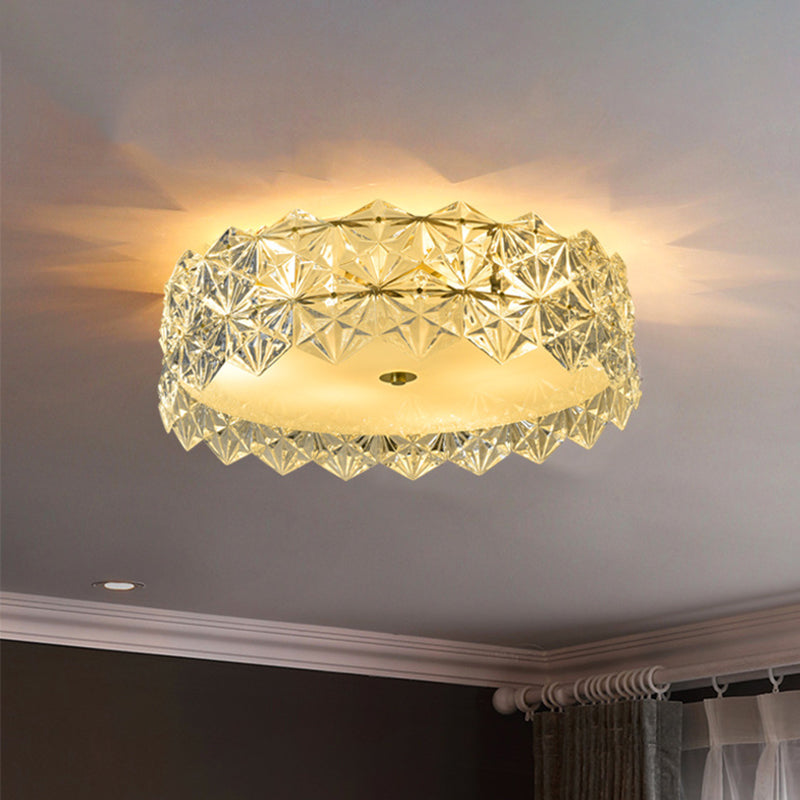 Geometric Crystal Circular Flushmount Ceiling Lamp Modern Style Gold Flush Mount Lighting for Bedroom Clearhalo 'Ceiling Lights' 'Close To Ceiling Lights' 'Lighting' 2609817