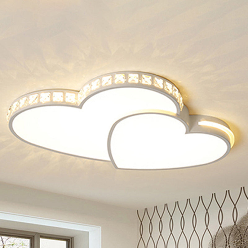 20.5"/24.5" W LED Heart Flush Mount Lamp Simple White Acrylic Ceiling Light Fixture for Bedroom in Warm/White/3 Color Light White White Clearhalo 'Ceiling Lights' 'Close To Ceiling Lights' 'Close to ceiling' 'Flush mount' Lighting' 260982