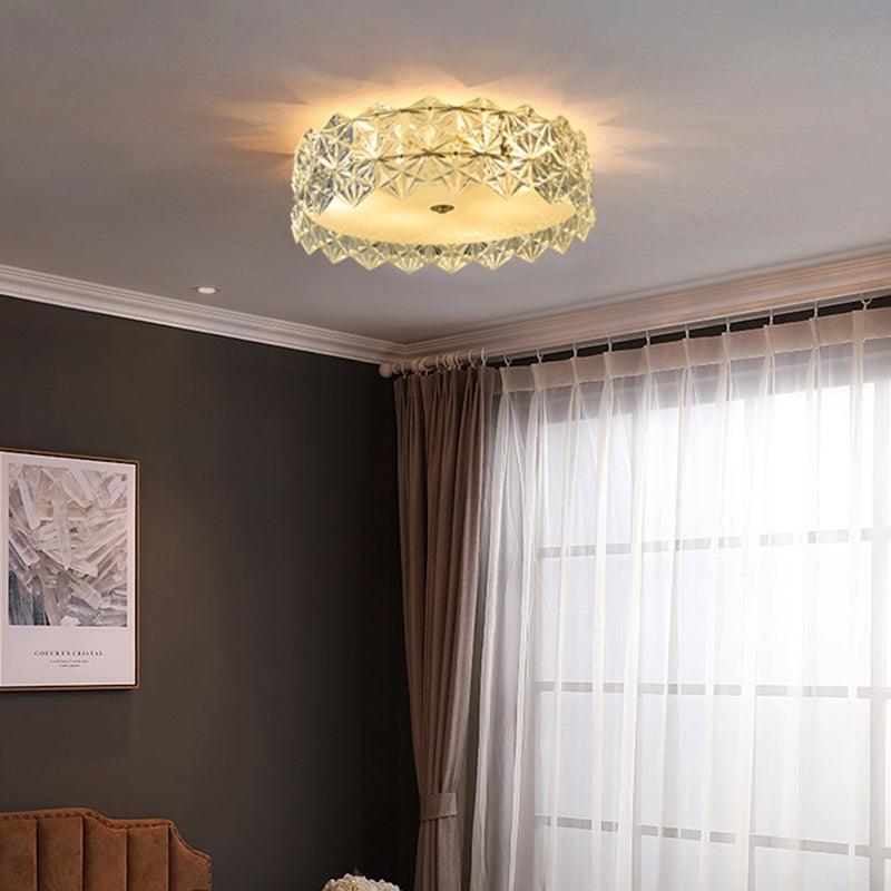 Geometric Crystal Circular Flushmount Ceiling Lamp Modern Style Gold Flush Mount Lighting for Bedroom Clearhalo 'Ceiling Lights' 'Close To Ceiling Lights' 'Lighting' 2609820