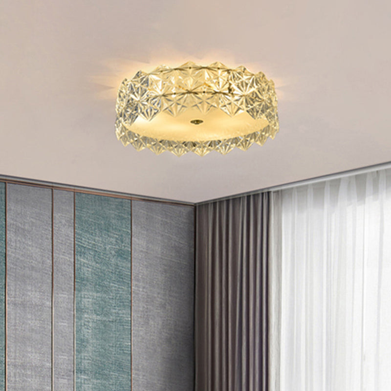 Geometric Crystal Circular Flushmount Ceiling Lamp Modern Style Gold Flush Mount Lighting for Bedroom Clearhalo 'Ceiling Lights' 'Close To Ceiling Lights' 'Lighting' 2609822