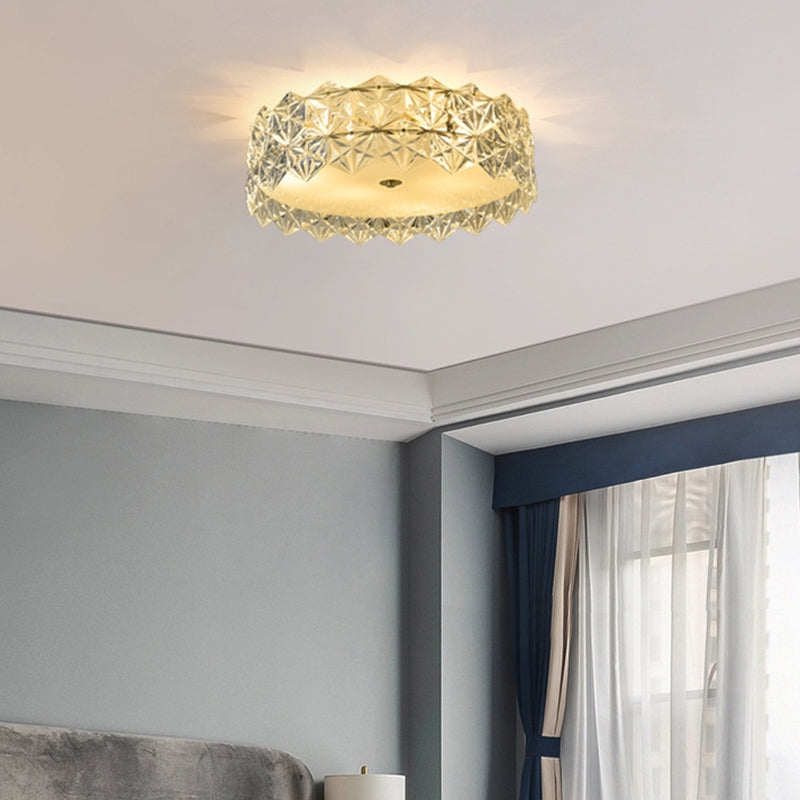 Geometric Crystal Circular Flushmount Ceiling Lamp Modern Style Gold Flush Mount Lighting for Bedroom Clearhalo 'Ceiling Lights' 'Close To Ceiling Lights' 'Lighting' 2609823