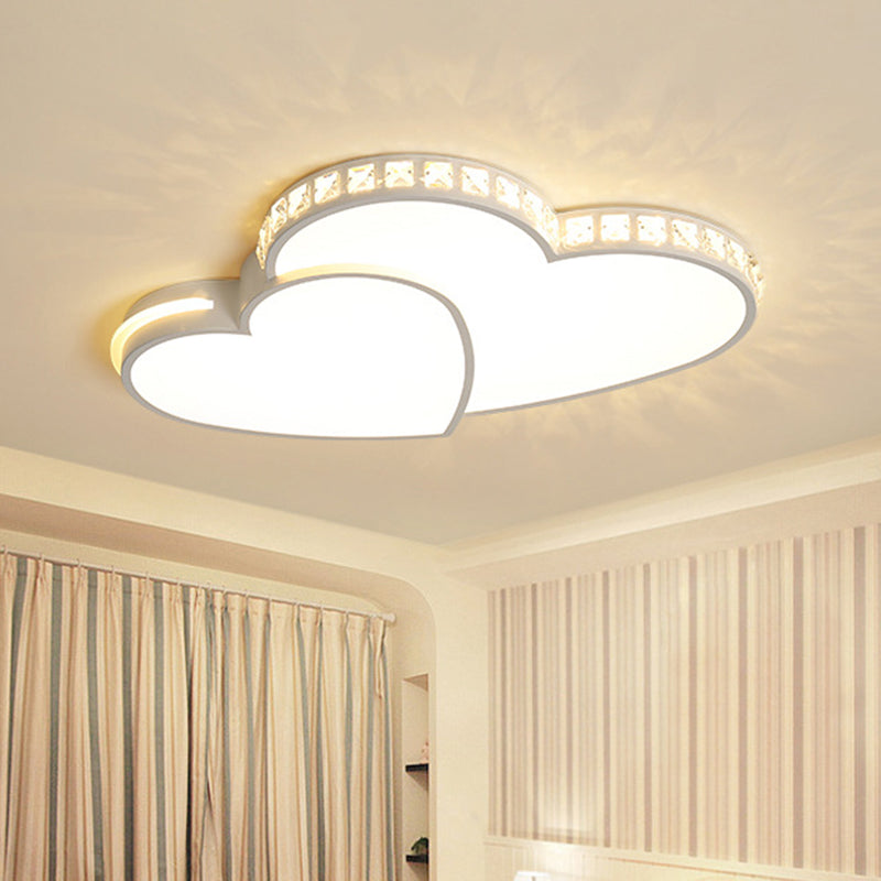 20.5"/24.5" W LED Heart Flush Mount Lamp Simple White Acrylic Ceiling Light Fixture for Bedroom in Warm/White/3 Color Light Clearhalo 'Ceiling Lights' 'Close To Ceiling Lights' 'Close to ceiling' 'Flush mount' Lighting' 260983