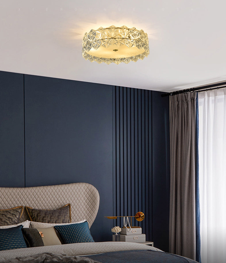 Geometric Crystal Circular Flushmount Ceiling Lamp Modern Style Gold Flush Mount Lighting for Bedroom Clearhalo 'Ceiling Lights' 'Close To Ceiling Lights' 'Lighting' 2609830