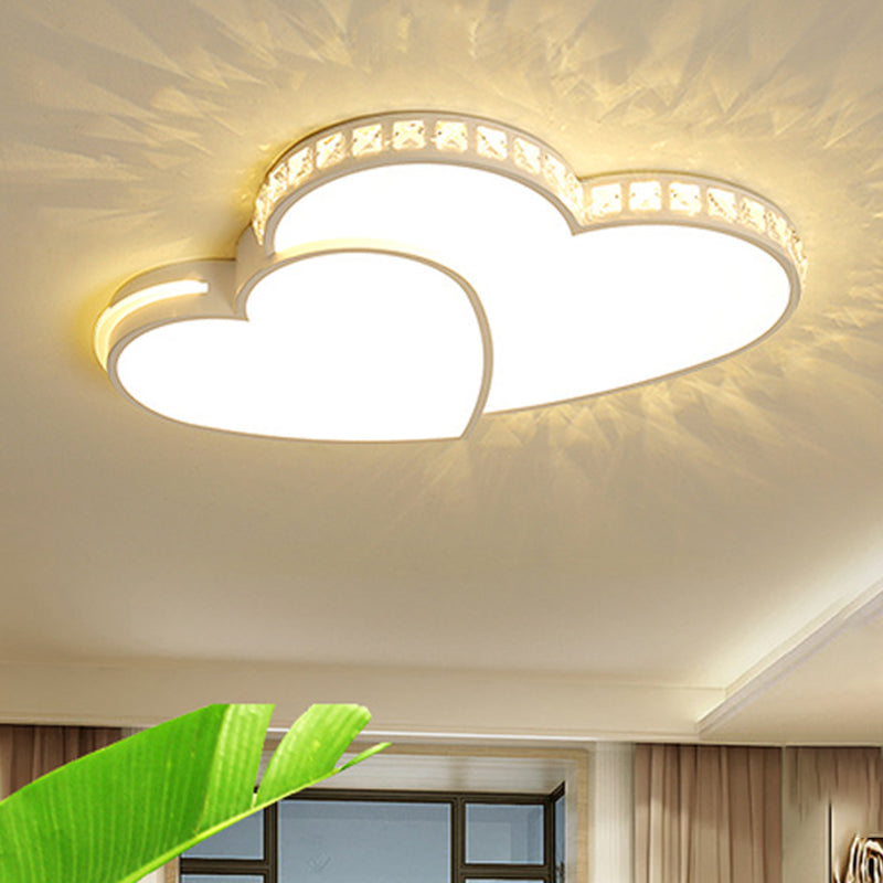 20.5"/24.5" W LED Heart Flush Mount Lamp Simple White Acrylic Ceiling Light Fixture for Bedroom in Warm/White/3 Color Light White Clearhalo 'Ceiling Lights' 'Close To Ceiling Lights' 'Close to ceiling' 'Flush mount' Lighting' 260984