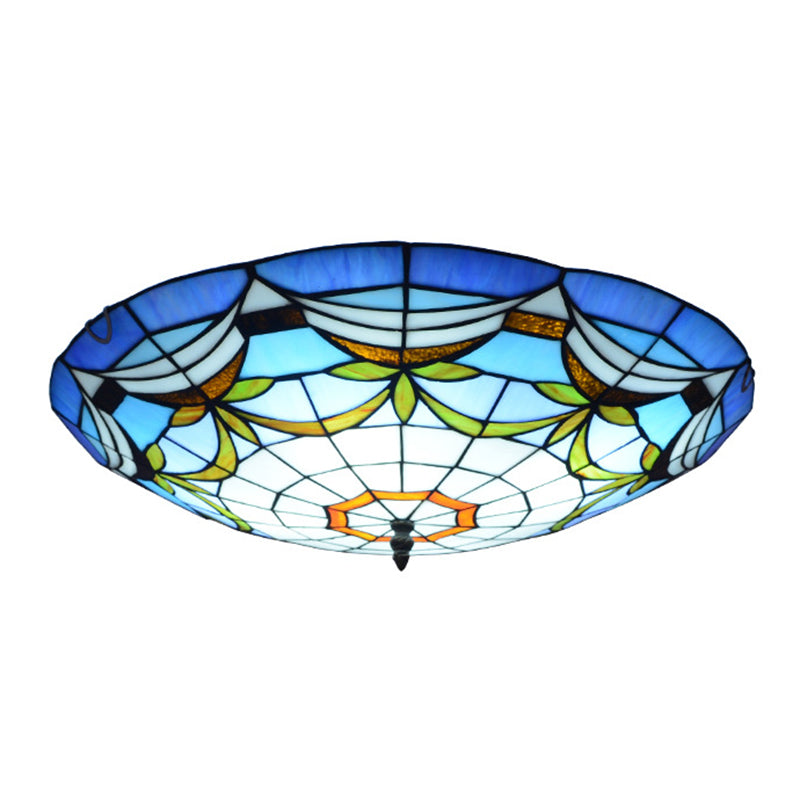 Tiffany Style Dome Flush Ceiling Light Hand Rolled Art Glass Ceiling Light for Bedroom Clearhalo 'Ceiling Lights' 'Close To Ceiling Lights' 'Lighting' 2609872