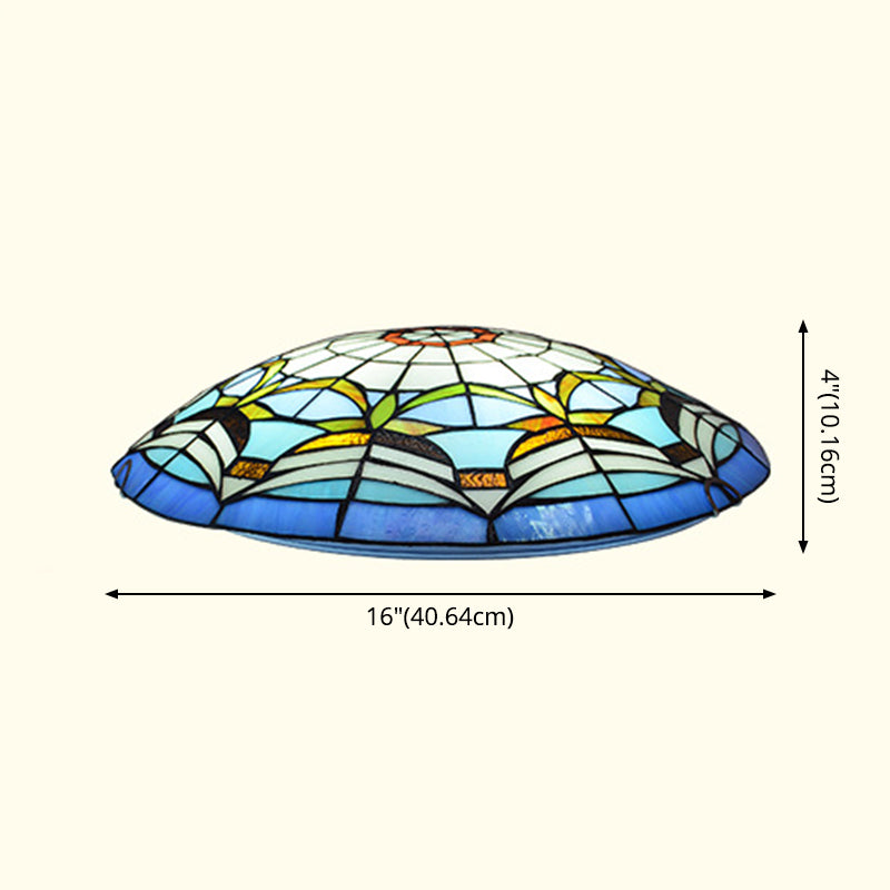 Tiffany Style Dome Flush Ceiling Light Hand Rolled Art Glass Ceiling Light for Bedroom Clearhalo 'Ceiling Lights' 'Close To Ceiling Lights' 'Lighting' 2609873