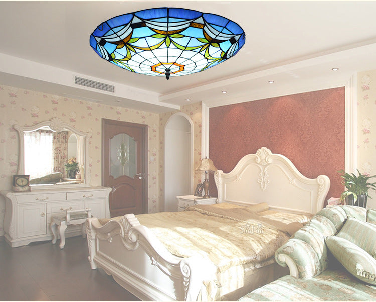 Tiffany Style Dome Flush Ceiling Light Hand Rolled Art Glass Ceiling Light for Bedroom Clearhalo 'Ceiling Lights' 'Close To Ceiling Lights' 'Lighting' 2609876