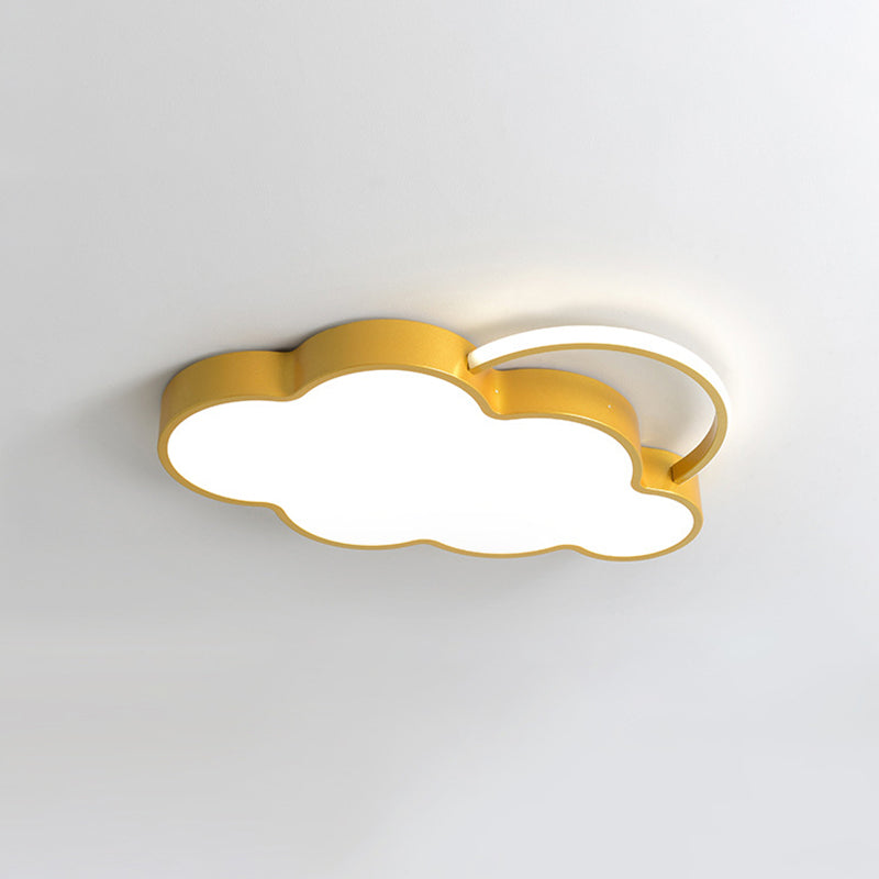 Nordic Style Metal Flushmount Ceiling Lamp Cloud Shape LED Flush Mount Lighting for Kids Bedroom Yellow Third Gear Clearhalo 'Ceiling Lights' 'Close To Ceiling Lights' 'Lighting' 2609890