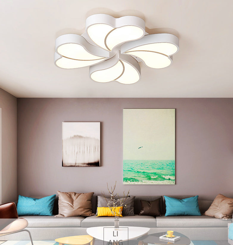 White Floral Flushmount Ceiling Lamp Modern Style Metal LED Flush Mount Lighting for Bedroom Clearhalo 'Ceiling Lights' 'Close To Ceiling Lights' 'Lighting' 2609913