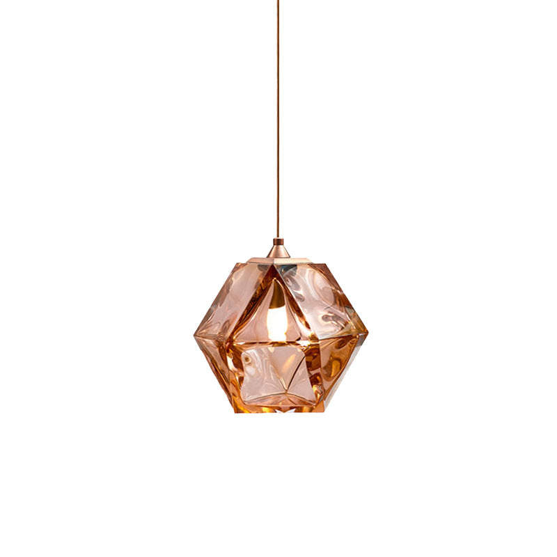 1 Light Gem Pendant Light Modern Hand blown Glass Shade Hanging Lamp for Dining Table Amber Clearhalo 'Ceiling Lights' 'Pendant Lights' 'Pendants' Lighting' 2609935_504f7308-b8d7-442d-9c50-85769f1c6a3d