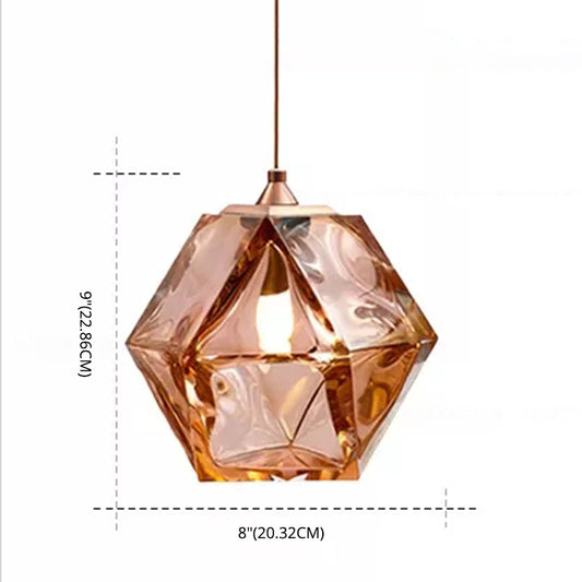 1 Light Gem Pendant Light Modern Hand blown Glass Shade Hanging Lamp for Dining Table Clearhalo 'Ceiling Lights' 'Pendant Lights' 'Pendants' Lighting' 2609936