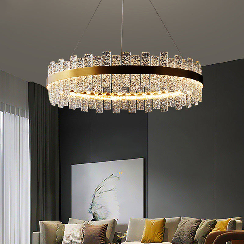 Art Deco Chandelier Gold Metal Crystal Round LED Pendant Lamp Best Lighting for Living Room Clearhalo 'Ceiling Lights' 'Pendant Lights' 'Pendants' Lighting' 2609942