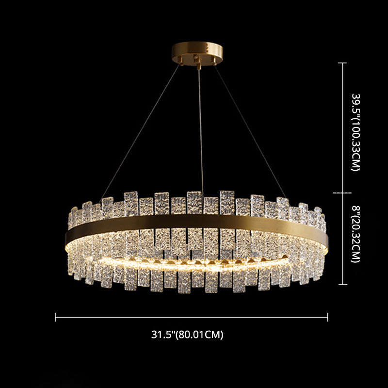 Art Deco Chandelier Gold Metal Crystal Round LED Pendant Lamp Best Lighting for Living Room Clearhalo 'Ceiling Lights' 'Pendant Lights' 'Pendants' Lighting' 2609949