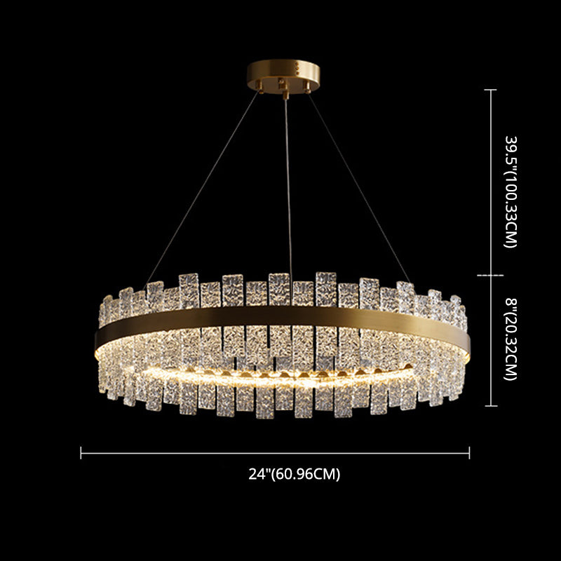 Art Deco Chandelier Gold Metal Crystal Round LED Pendant Lamp Best Lighting for Living Room Clearhalo 'Ceiling Lights' 'Pendant Lights' 'Pendants' Lighting' 2609950